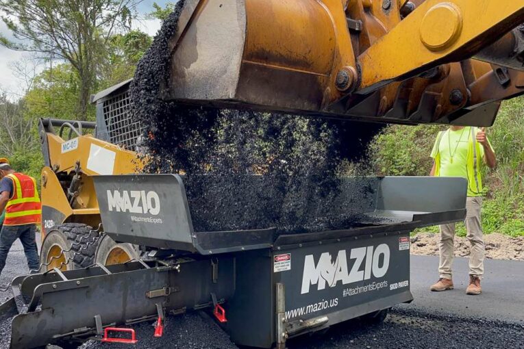 Versatile Mazio skid-steer-mounted SKID Paver ideal for Patching work