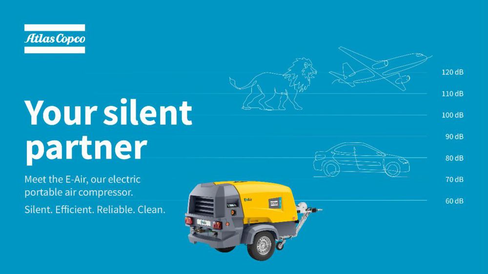 Atlas Copco launches electric E-Air Compressor - Your Silent Partner - campaign