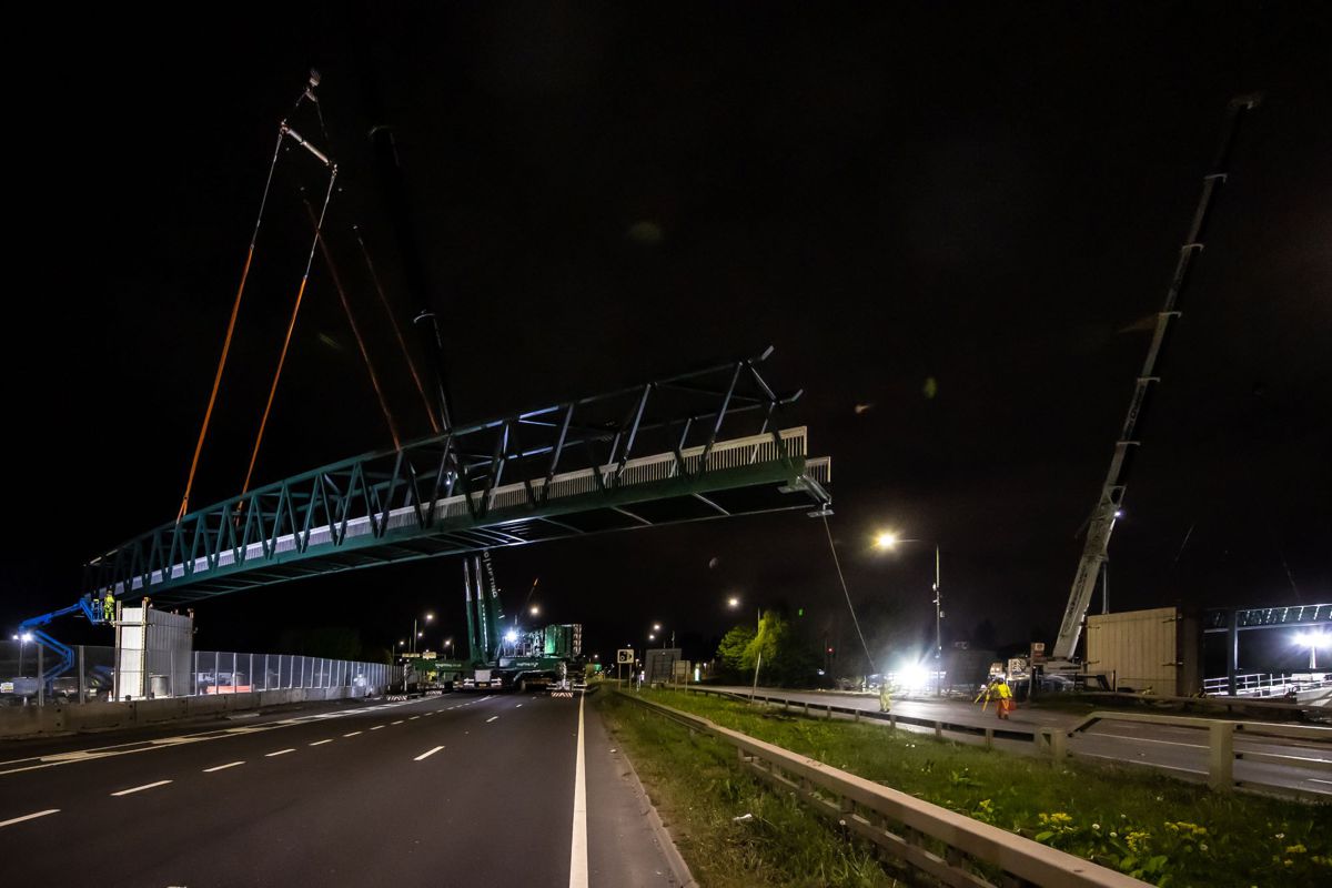 Skanska connecting communities with new footbridge installed over A45