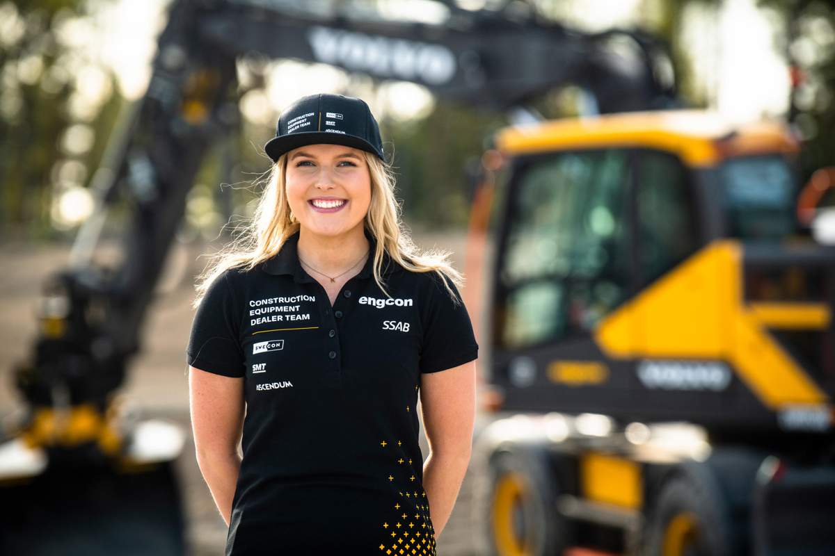 Klara Andersson, driver for the new Construction Equipment Dealer Team, is looking forward to trying out the new tracks