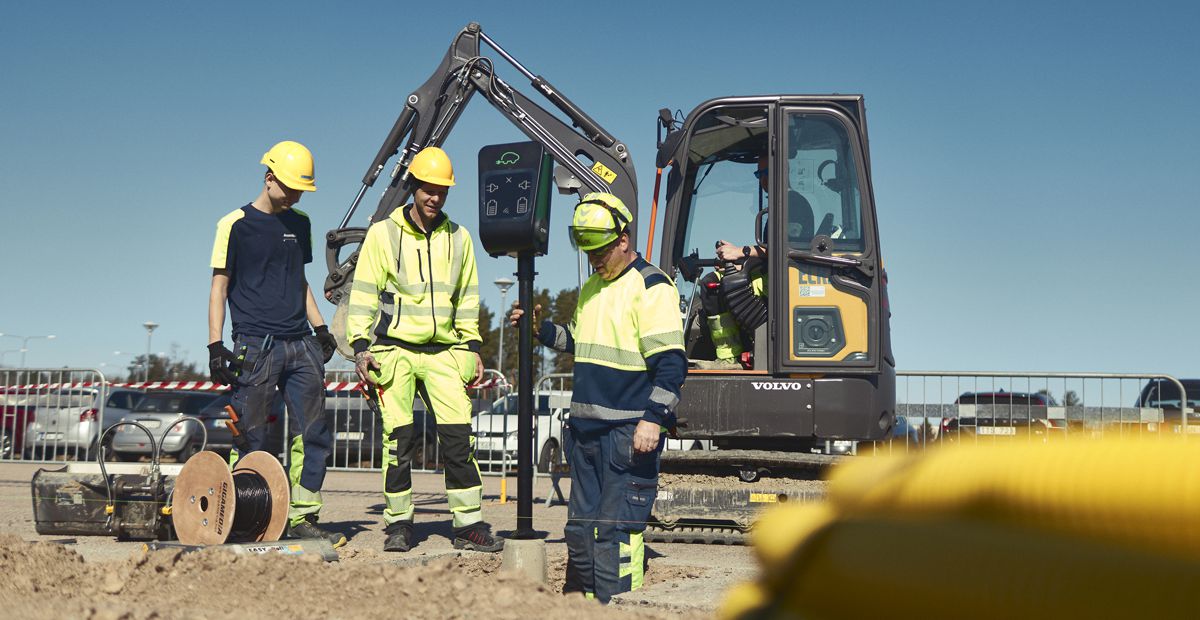 VolvoCE installs Charging Stations in Eskilstuna to minimise emissions