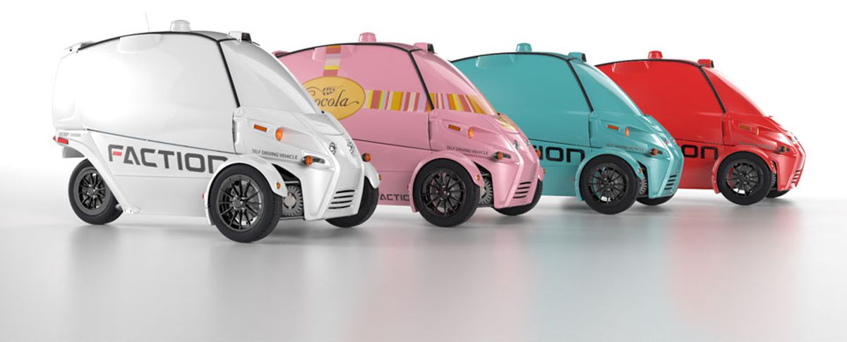 Faction is developing right sized delivery vehicles – of various sizes and shapes – to solve the challenge of urban delivery and personal transportation.