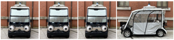 Credit: Chang et al. 2022 The cart was fitted with robotic eyes which could be moved in any direction, controlled by one of the research team. The windshield was covered to give the impression that there was no driver inside.