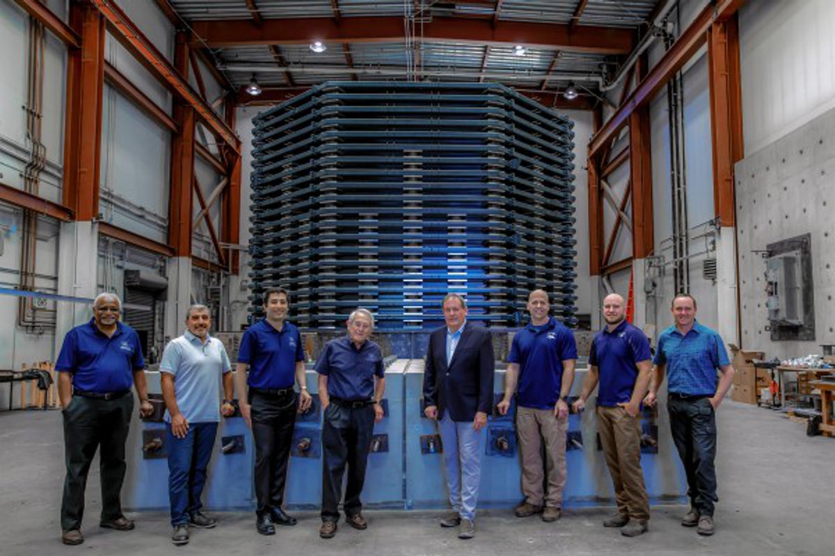 Eric Marks/UNR The Soil Box System team, from left to right: Professor Raj Siddharthan; research associate professor Sherif Elfass; associate professor Ramin Motamed; Soil Box principal investigator Ian Buckle; David McCallen, research associate professor Patrick Laplace; technician Todd Lyttle; and technician Chad Lyttle. (Credit: Eric Marks/UNR)