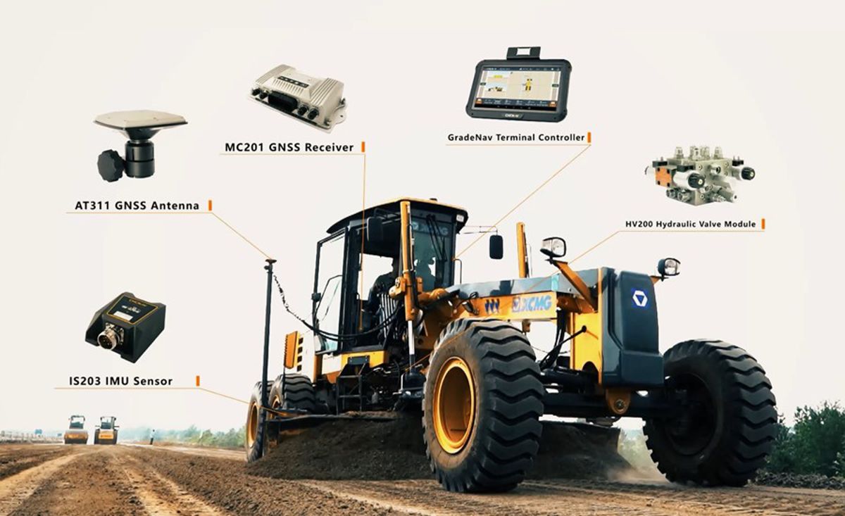 The TG63, a high-accuracy automatic GNSS/INS grading system, the complete and integrated solution for small and medium-sized construction businesses.