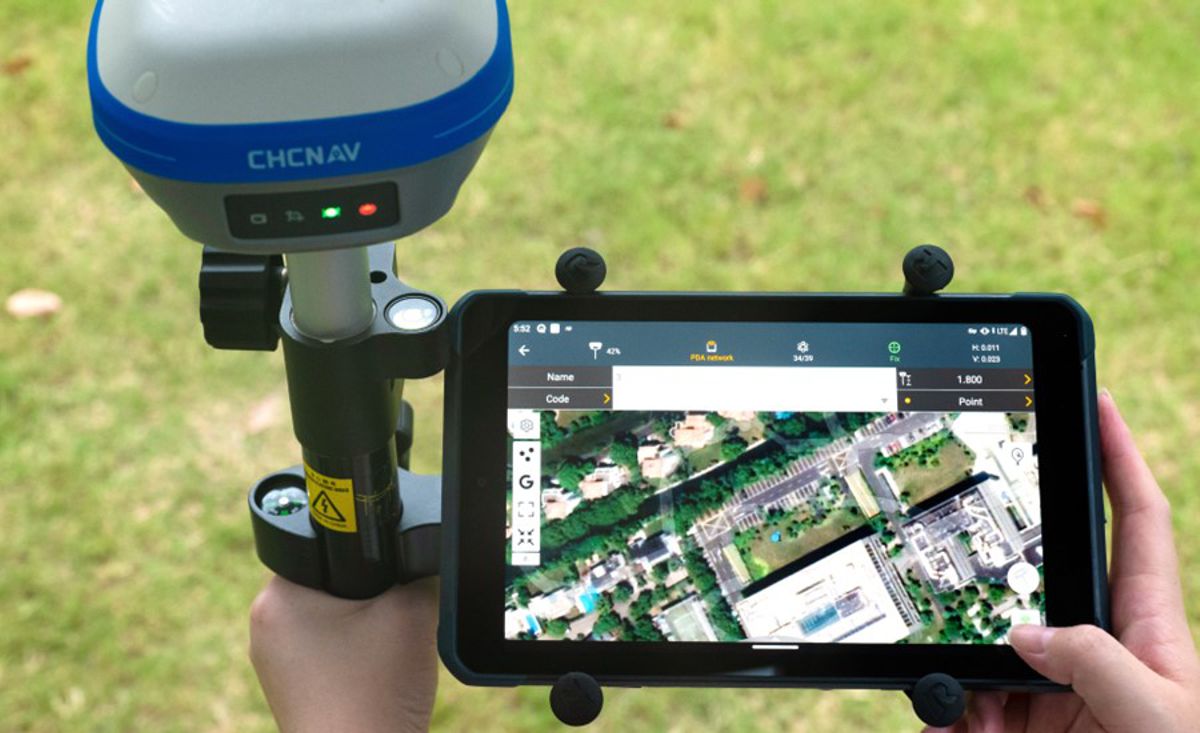 The i73+, compact GNSS base station and rover; the rugged professional RTK tablet from CHCNAV for GIS data collection, mapping, surveying, and more; and the Landstar 8, easy-to-use and feature-rich land surveying & mapping Android app.