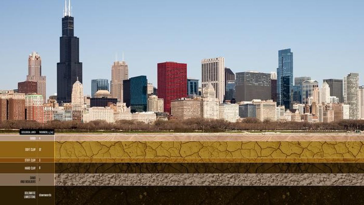 Credit: Alessandro Rotta Loria/Northwestern University Geological layers beneath the Chicago Loop