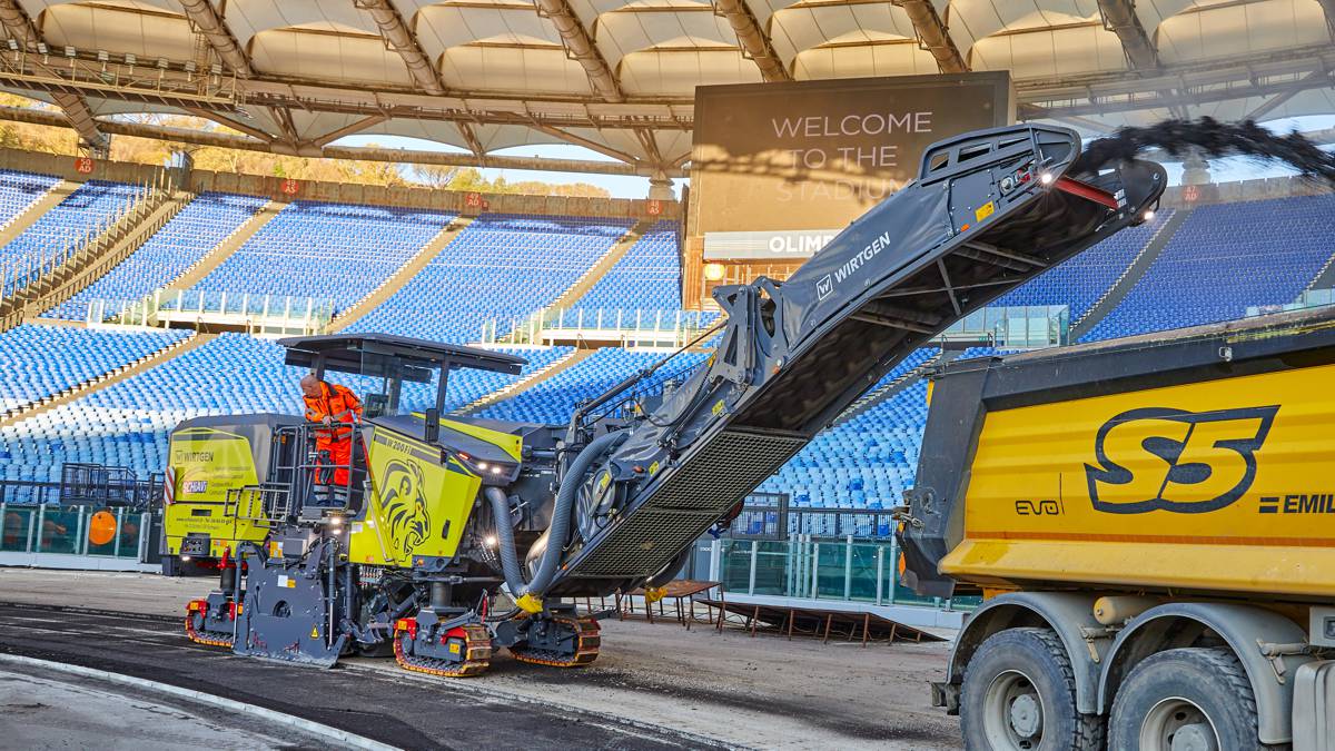 Wirtgen W200Fi Milling Machine renovates Stadio Olimpico running track in Rome