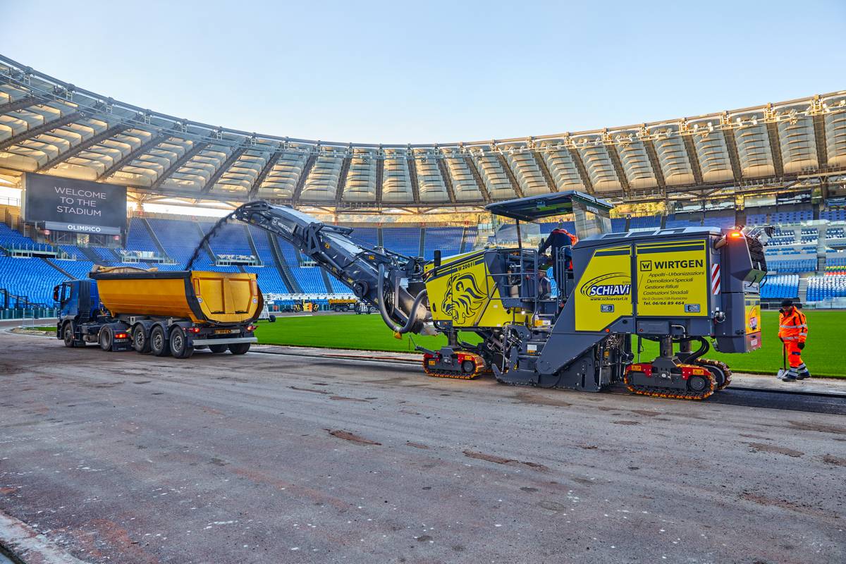 Wirtgen W200Fi Milling Machine renovates Stadio Olimpico running track in Rome