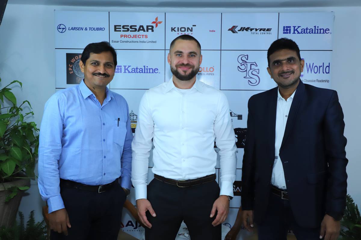 Pictured from left: MYCRANE’s Rajiv Waichal, Andrei Geikalo and Ganesh M. Patil.