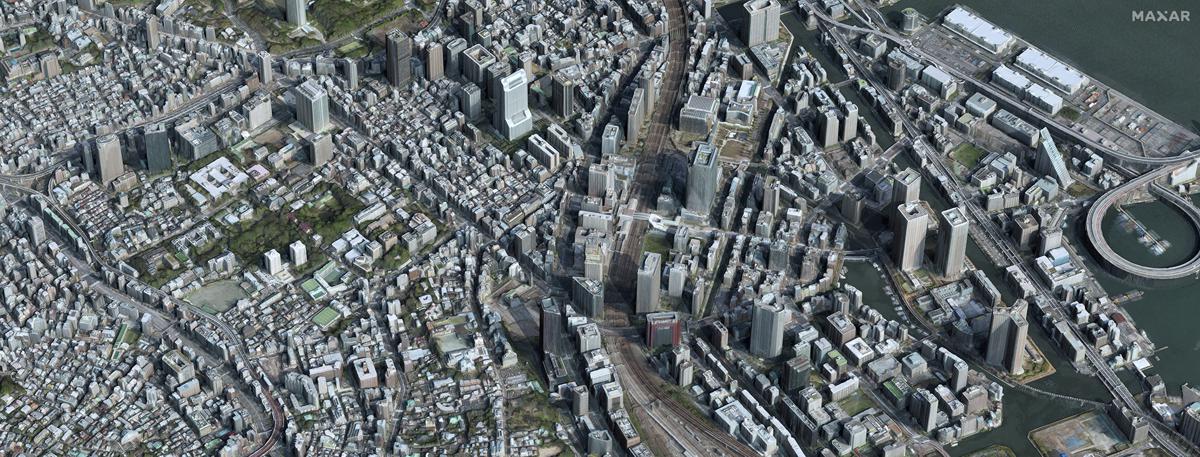 Precision3D image of Tokyo, Japan. This is an example of the 3D terrain that Maxar creates to provide a precise, true representation of the Earth. (Credit: Maxar Technologies)