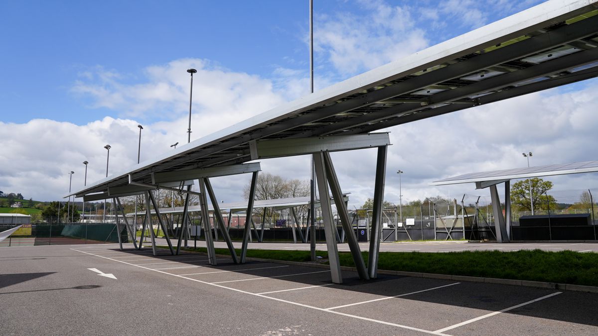 Solar Canopy Structure for Devon Leisure Centre supports 287 Photo-Voltaic Panels