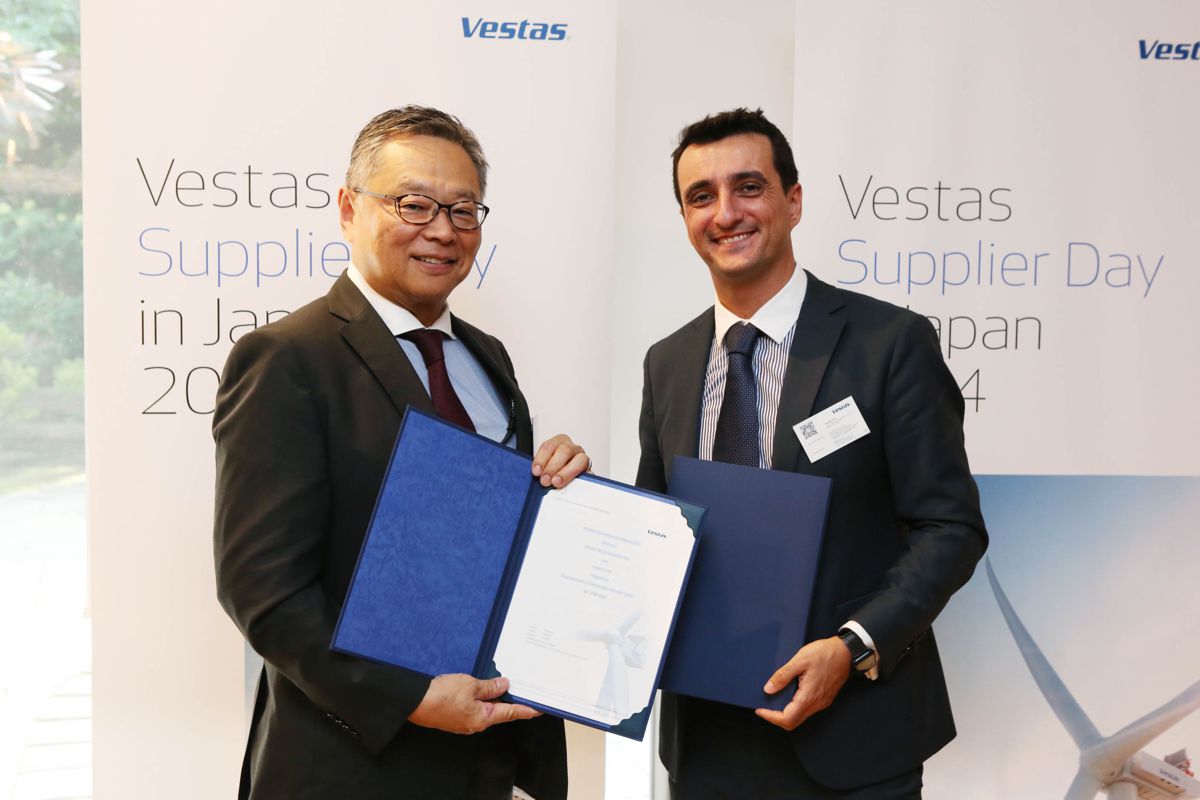 On July 3rd, a signing ceremony was held at the Danish Embassy in Shibuya, Tokyo, attended by Raphael Huot, Vice President / Head of Procurement APAC, Vestas, and Toshiaki Ujiie, President and CEO of Tadano Ltd.