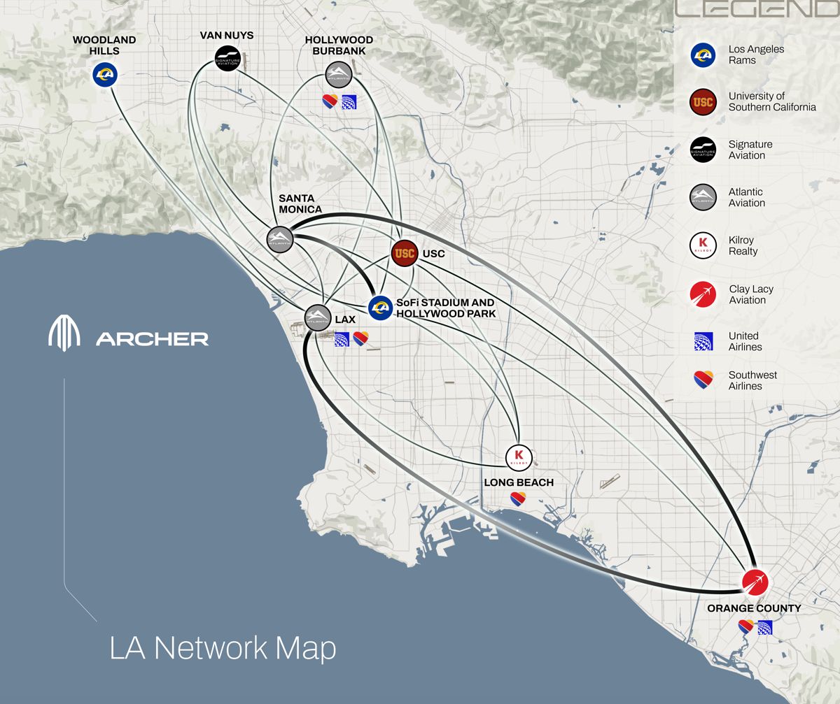 Archer Air Taxi Network unveiled in Los Angeles ahead of major Sporting Events