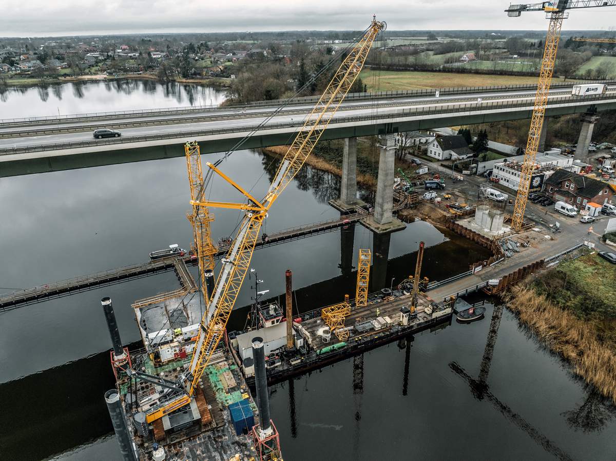 Germany's 2nd longest Road Bridge Replacement relies on 18 Liebherr Cranes