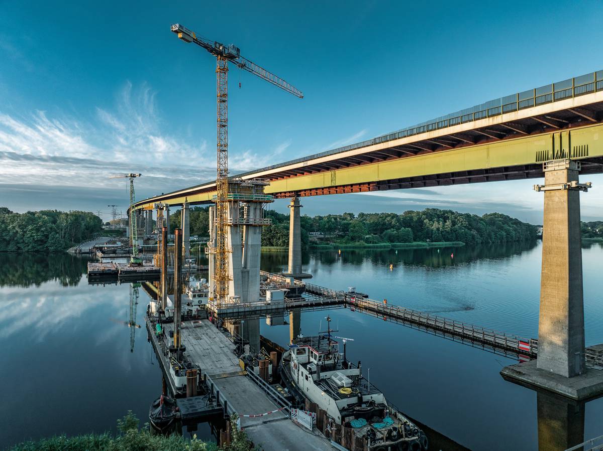 Germany's 2nd longest Road Bridge Replacement relies on 18 Liebherr Cranes