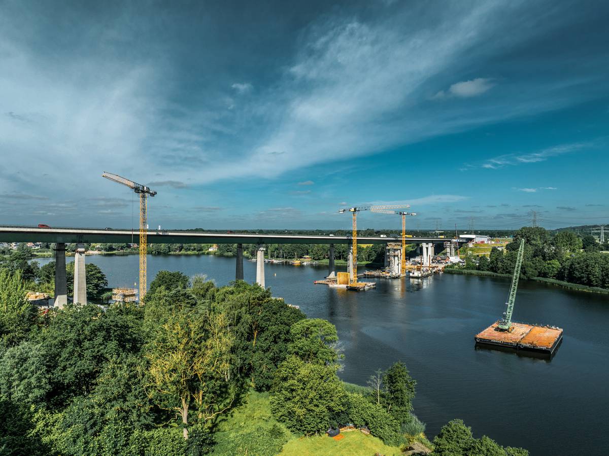 Germany's 2nd longest Road Bridge Replacement relies on 18 Liebherr Cranes