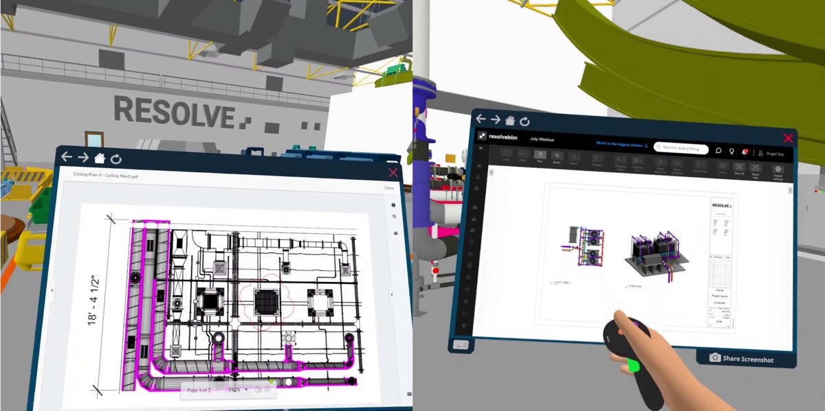 Enhanced VR with Resolve App Portal to connect 3D and 2D Construction Data