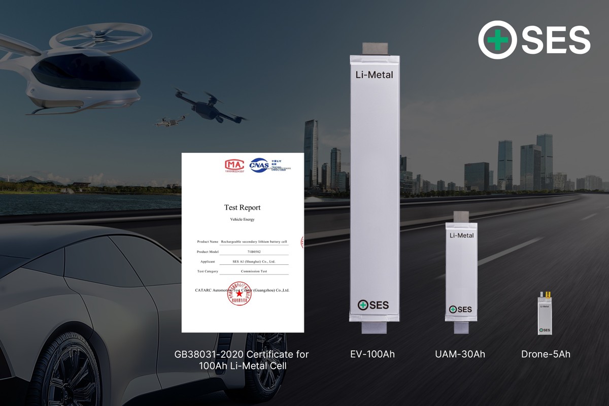 SES AI passes Global EV Safety Standard Test for 100 Ah Li-Metal Battery