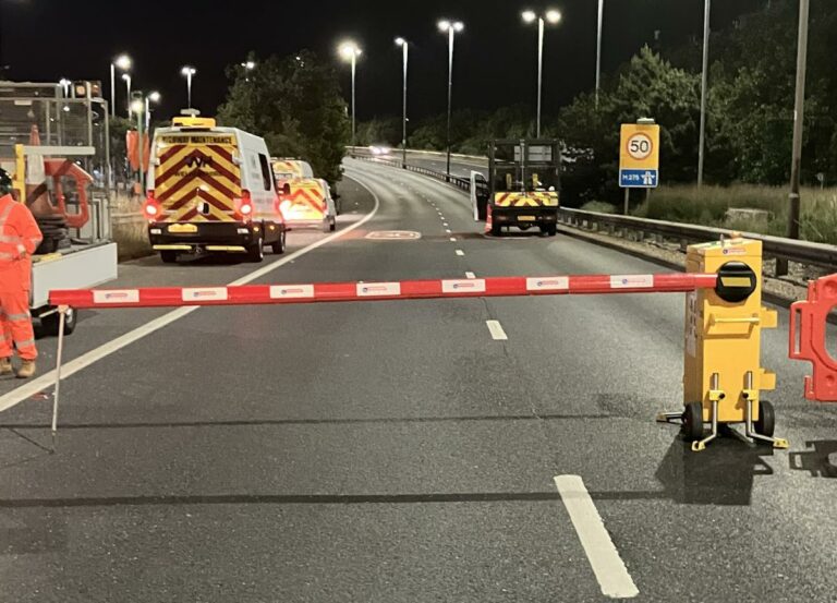 Colas Enhances Night-Time Safety with INSTABOOM Remote Barrier System
