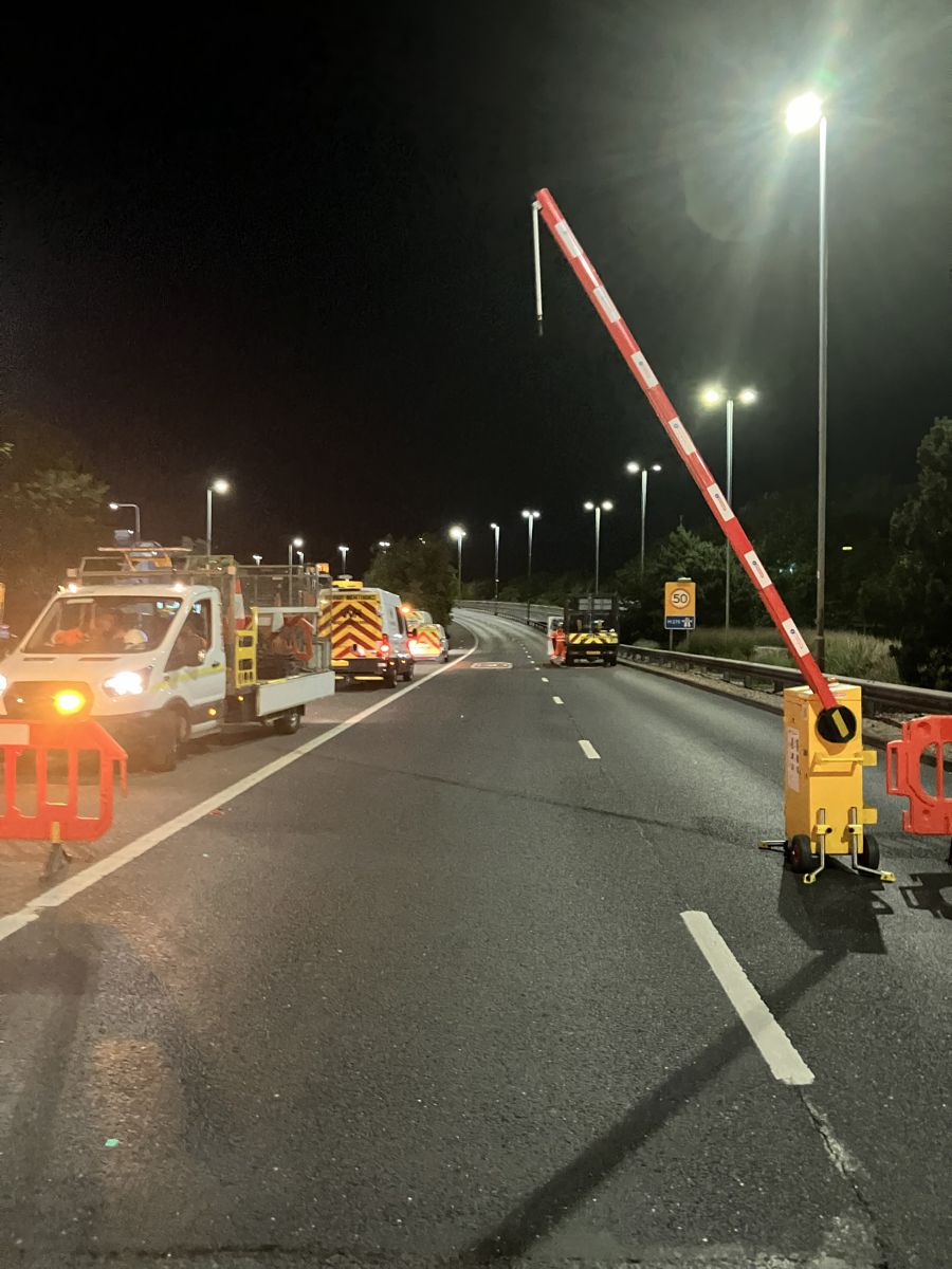 Colas Enhances Night-Time Safety with INSTABOOM Remote Barrier System