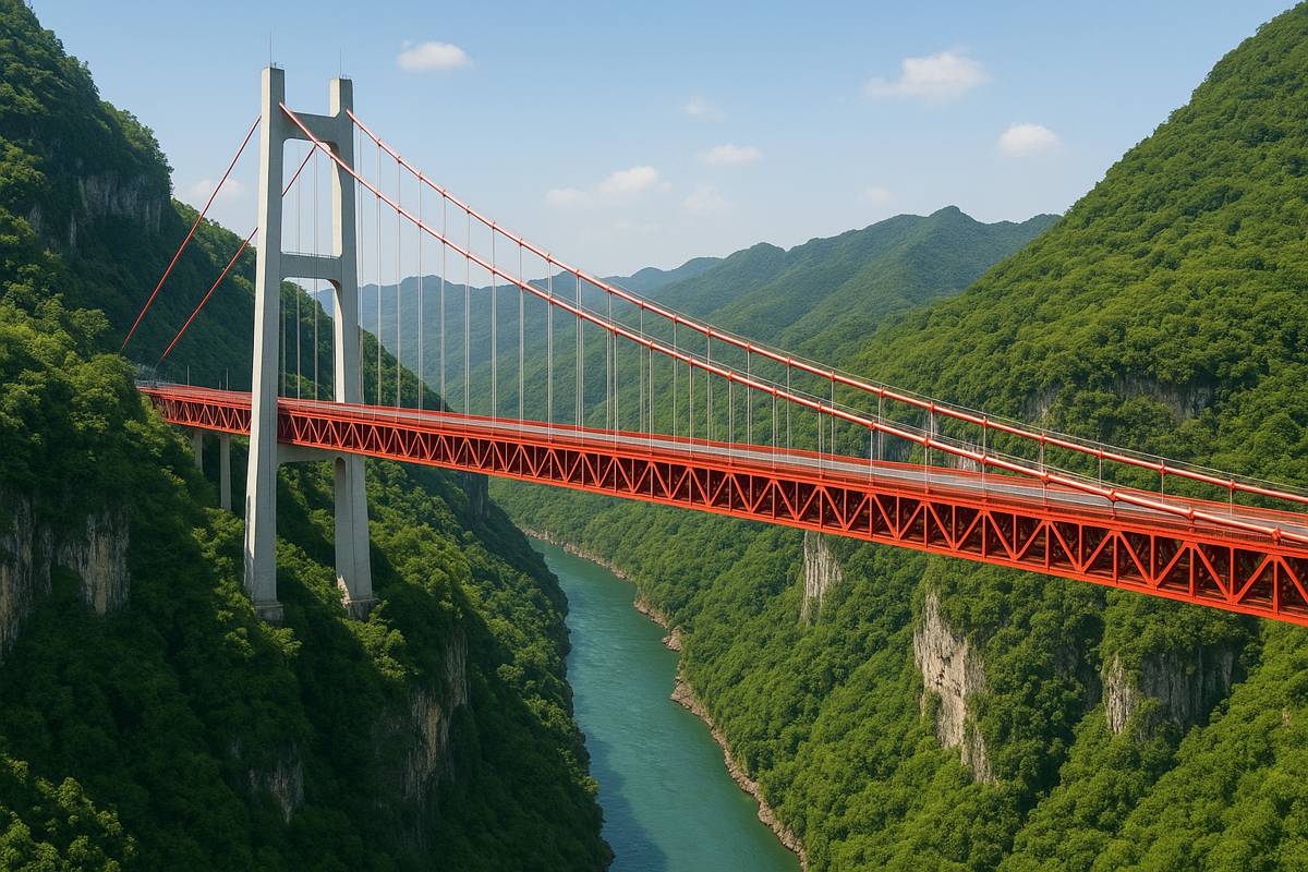 China's World Record Huajiang Grand Canyon Bridge Opens