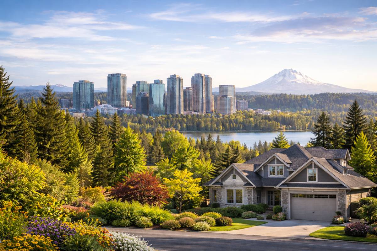 Bellevue skyline with Mount Rainier backdrop