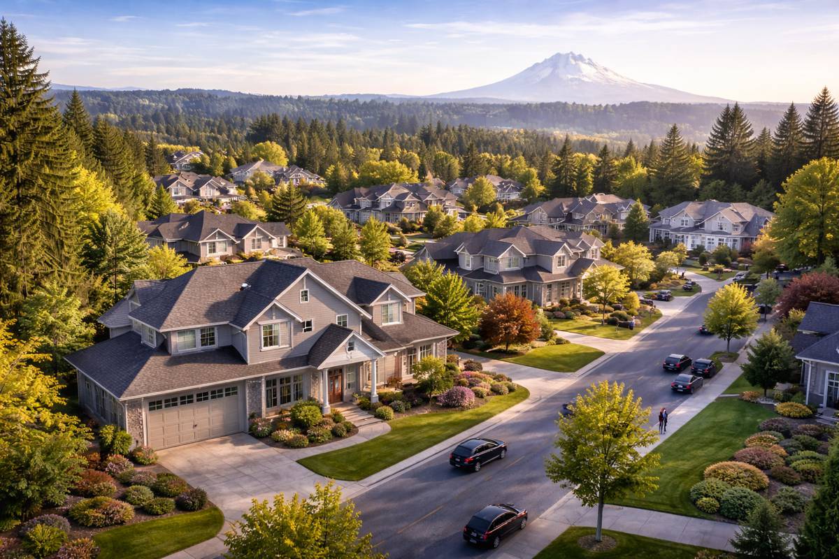 Suburban tranquility in Bellevue at dusk
