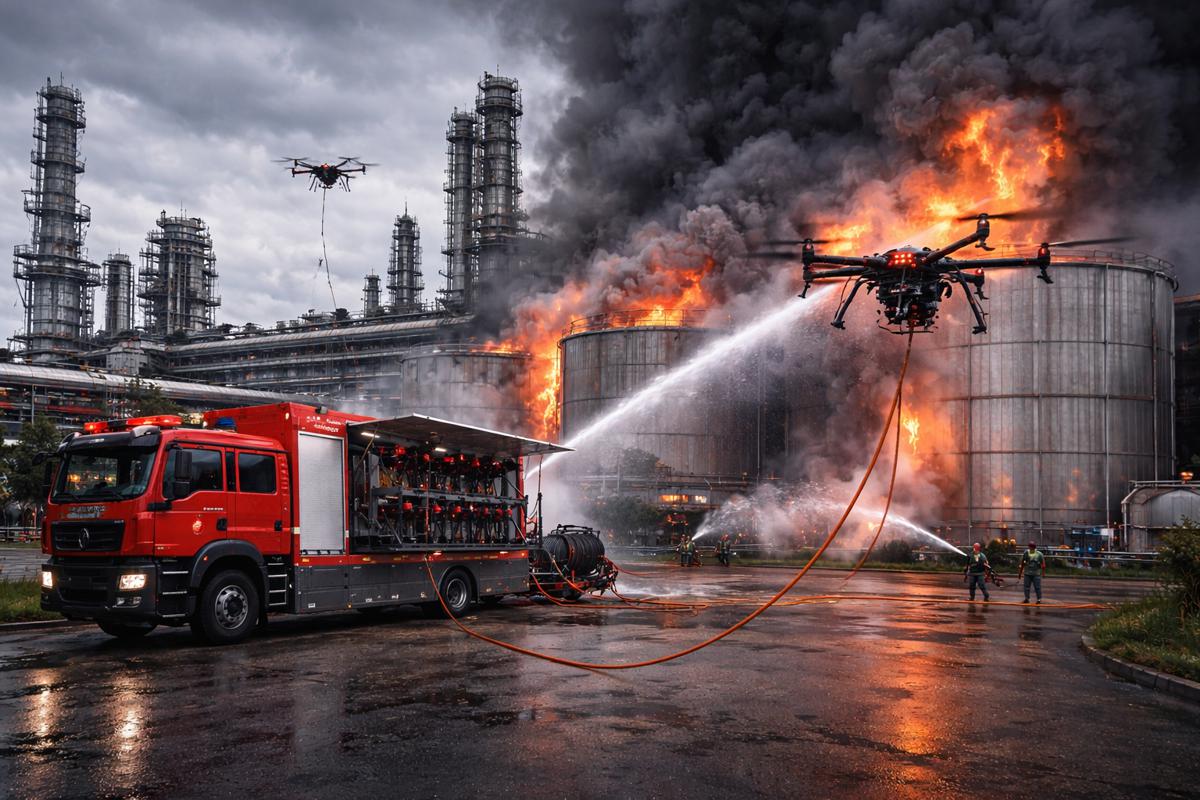 China’s Tethered UAV Firefighting Systems Turn Drones into Aerial Infrastructure