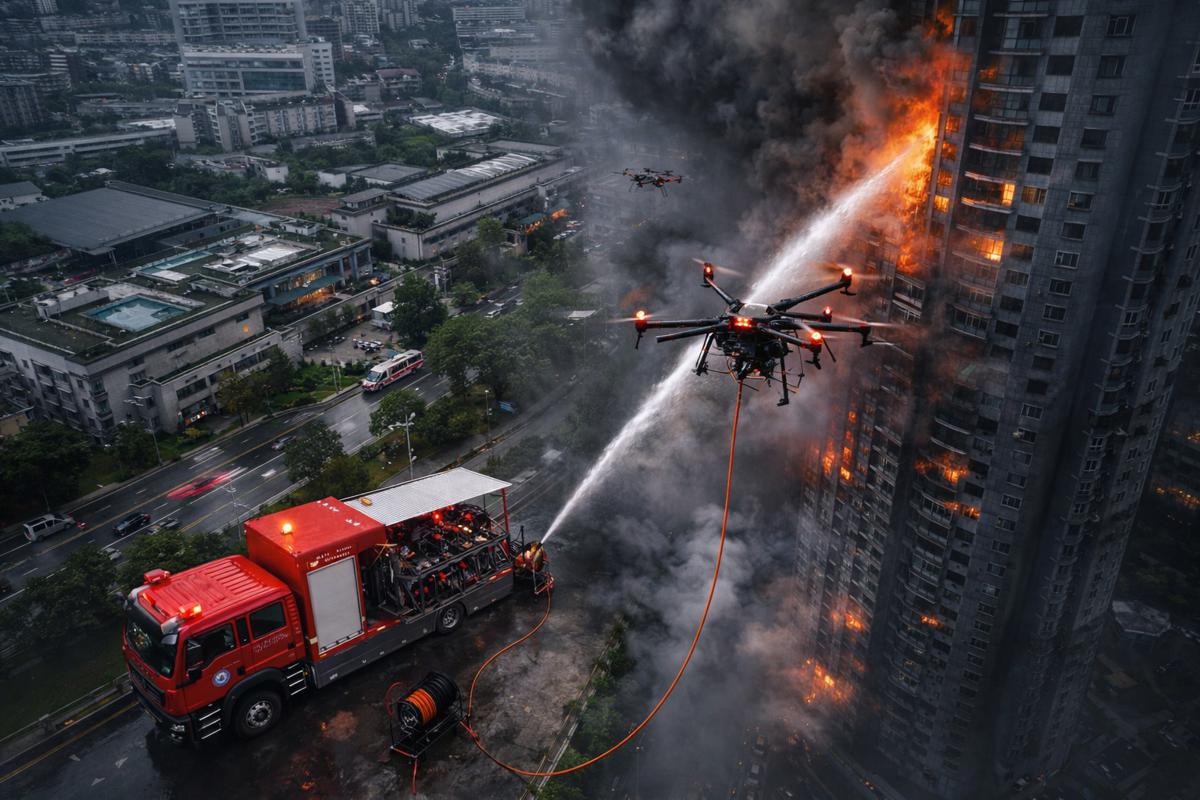 China’s Tethered UAV Firefighting Systems Turn Drones into Aerial Infrastructure