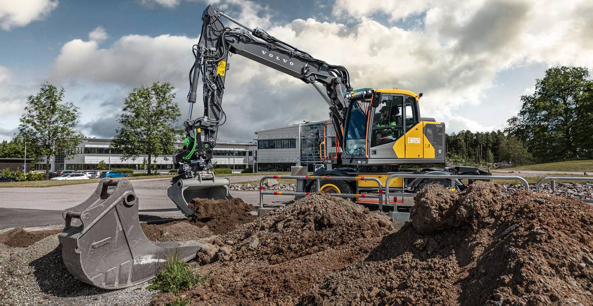 Volvo Plugs the EWR150 Electric Wheeled Excavator into our Zero Emission Future