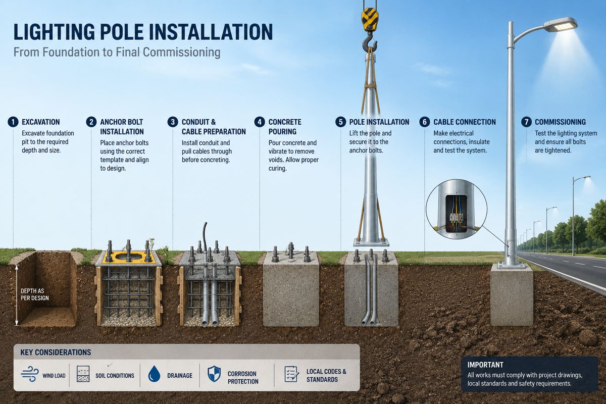 Why Pole Foundation Planning Matters in Road Lighting Projects