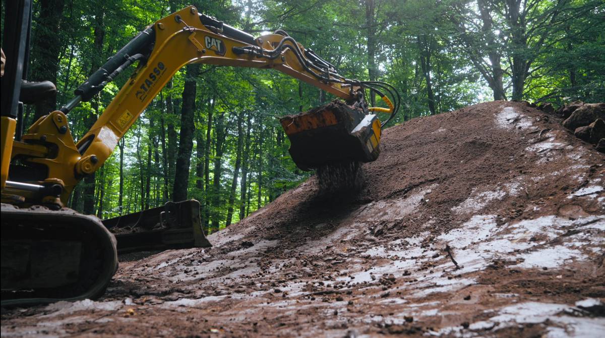 Mountain Bike Trail Building Turns to On-Site Material Processing