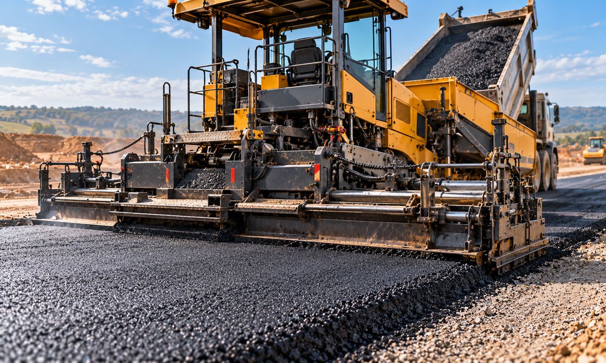 Asphalt Paver at Work