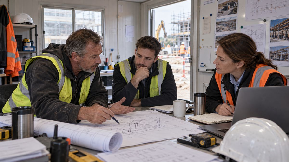 Construction Team Reviewing Plans