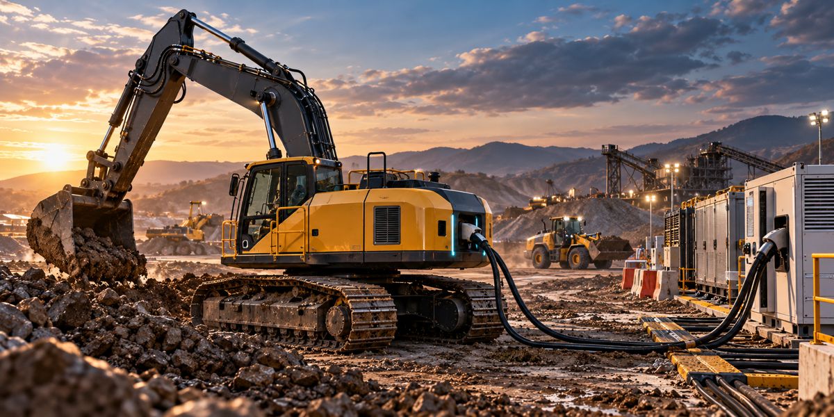 Electric Excavator at Sunset