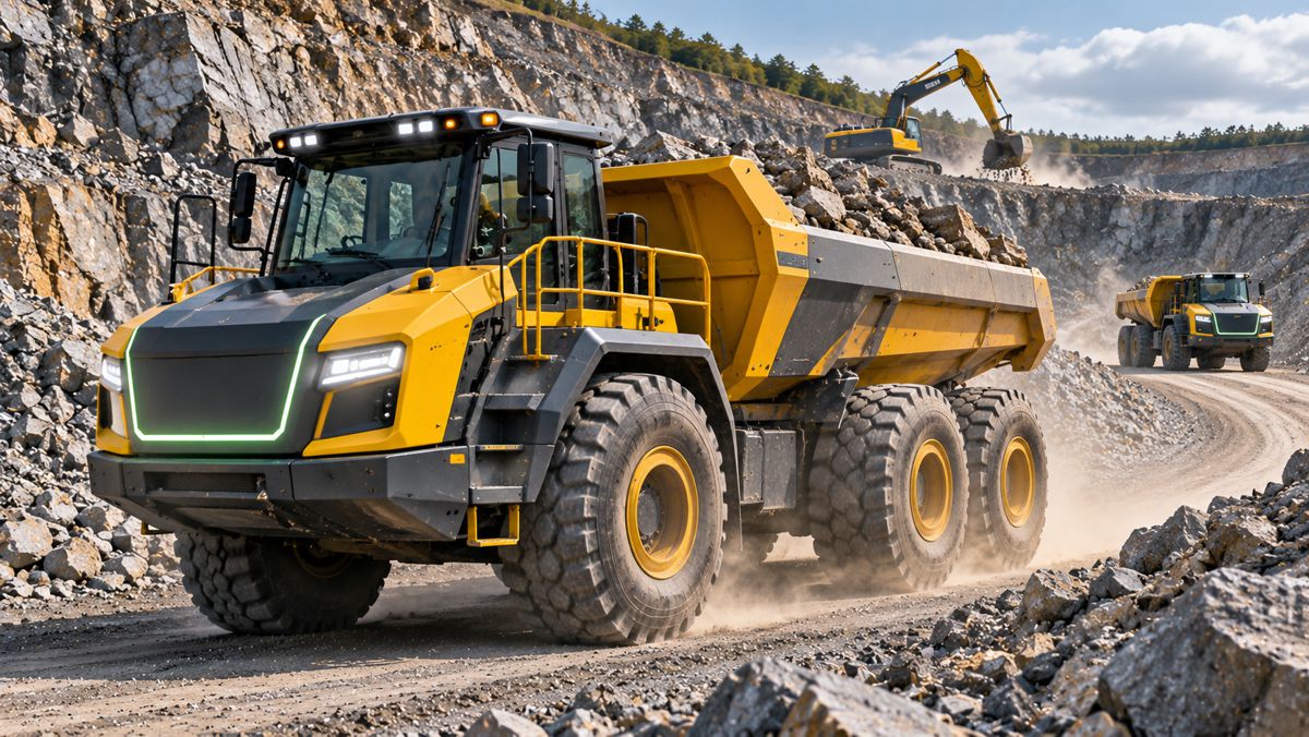 Electric Hauler in the Rocky Quarry