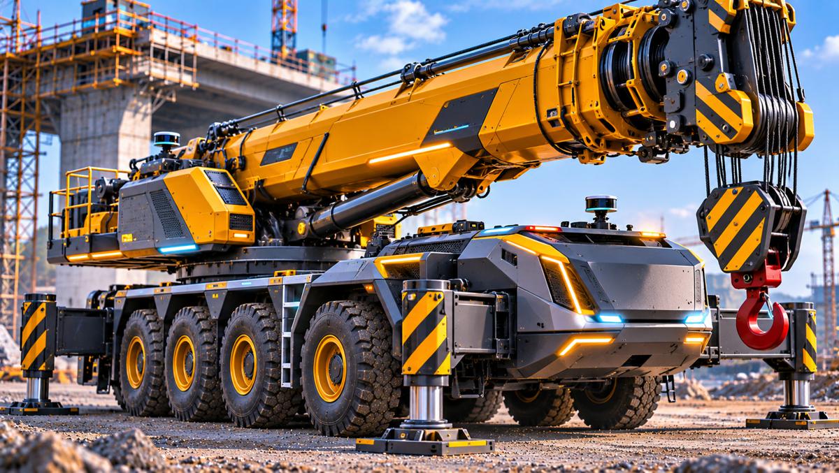 Futuristic Crane at Bridge Construction Site