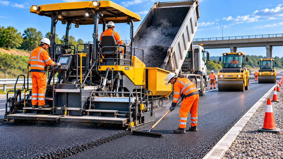 Highway Paving Crew at Work