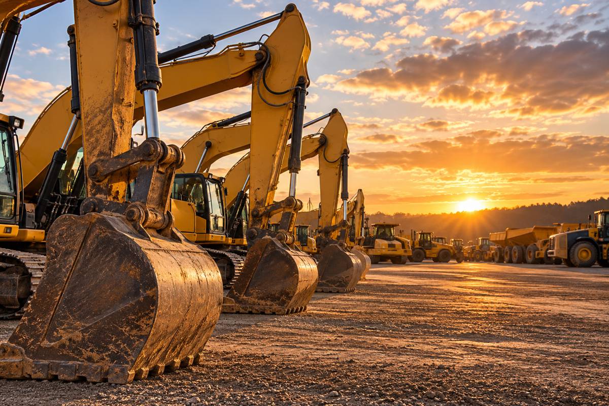 Sunset Excavators in the Industrial Yard
