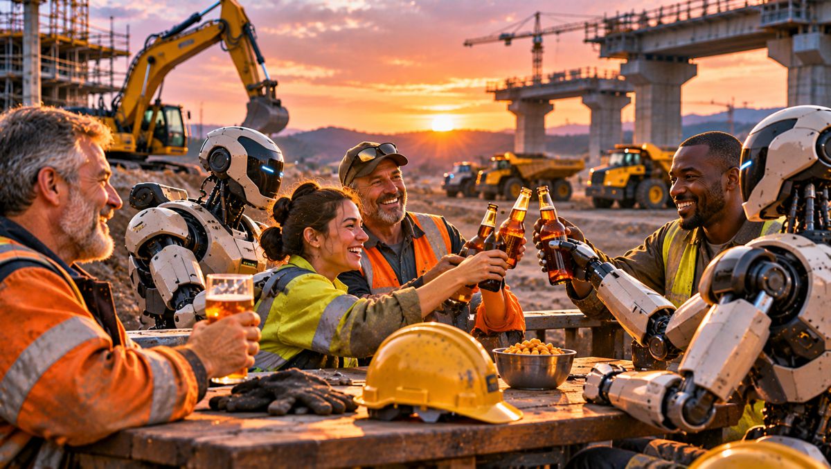Sunset Toast Among Builders and Robots