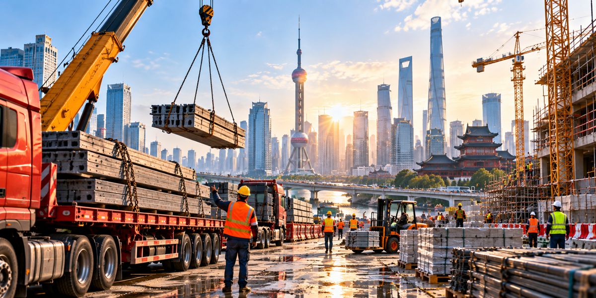 Urban Crane Logistics at Sunrise