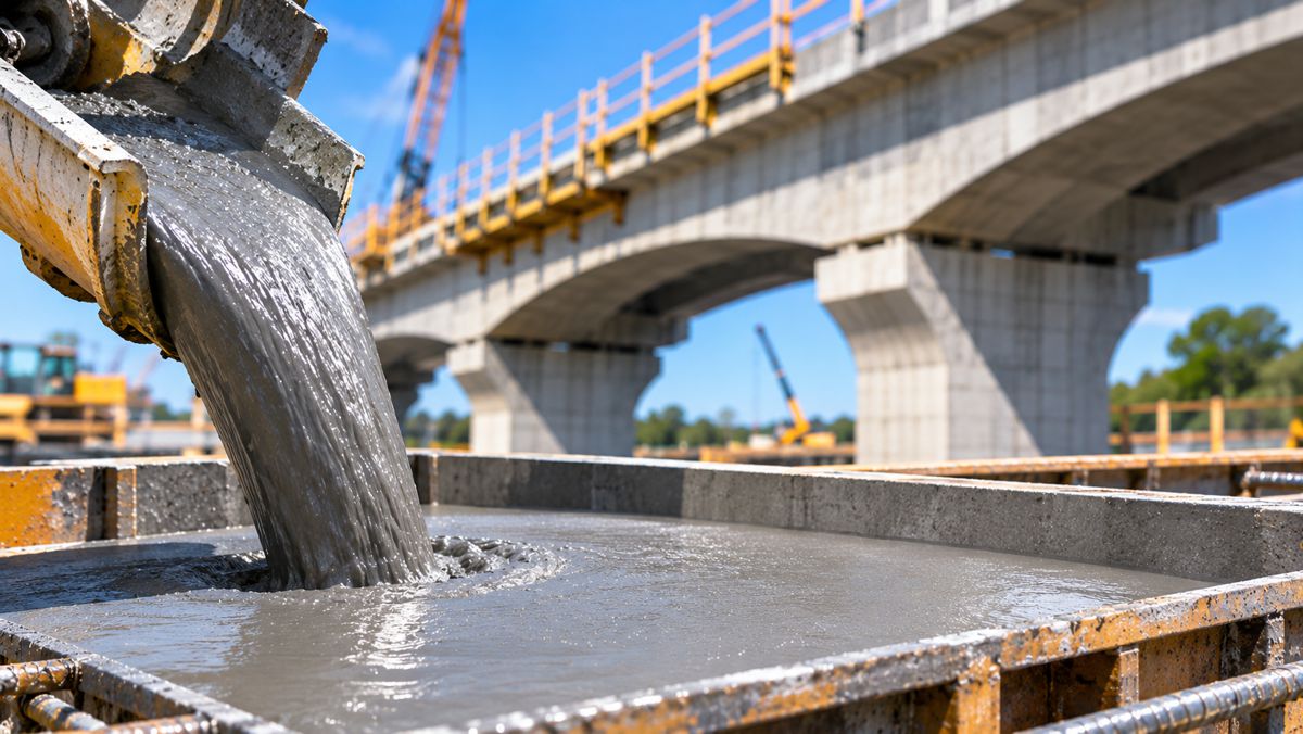 Wet Concrete Pour Beneath Viaduct