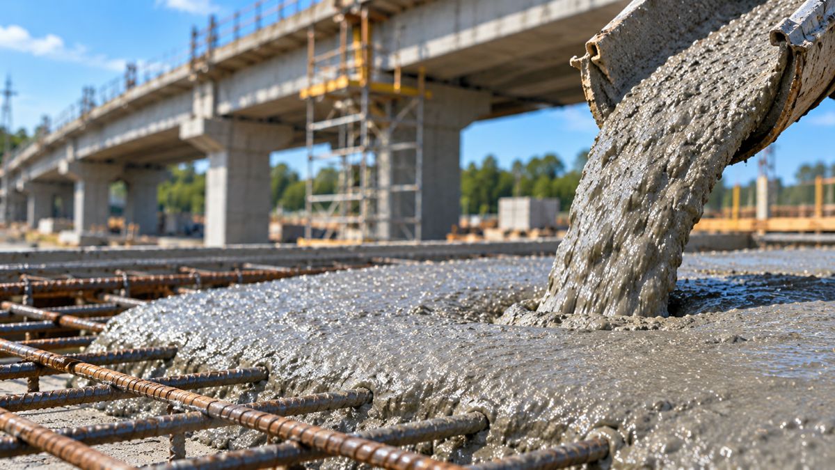 Wet Concrete Pour Under Construction